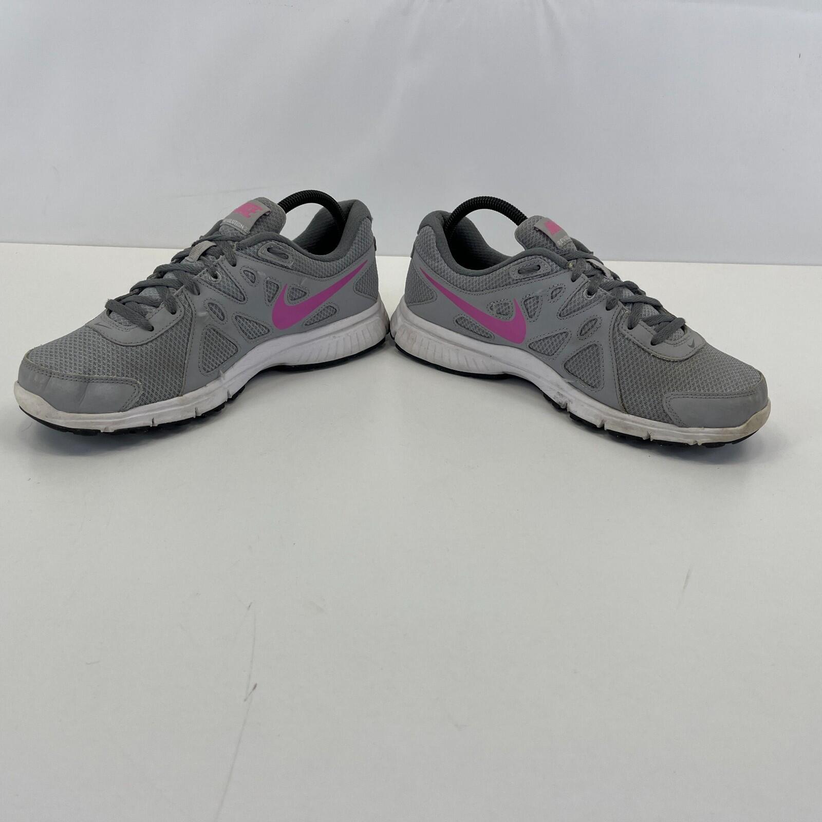 Nike Trainers Revolution 2 Grey & Pink Mesh Running Gym Shoes size UK 7 / EU 41
