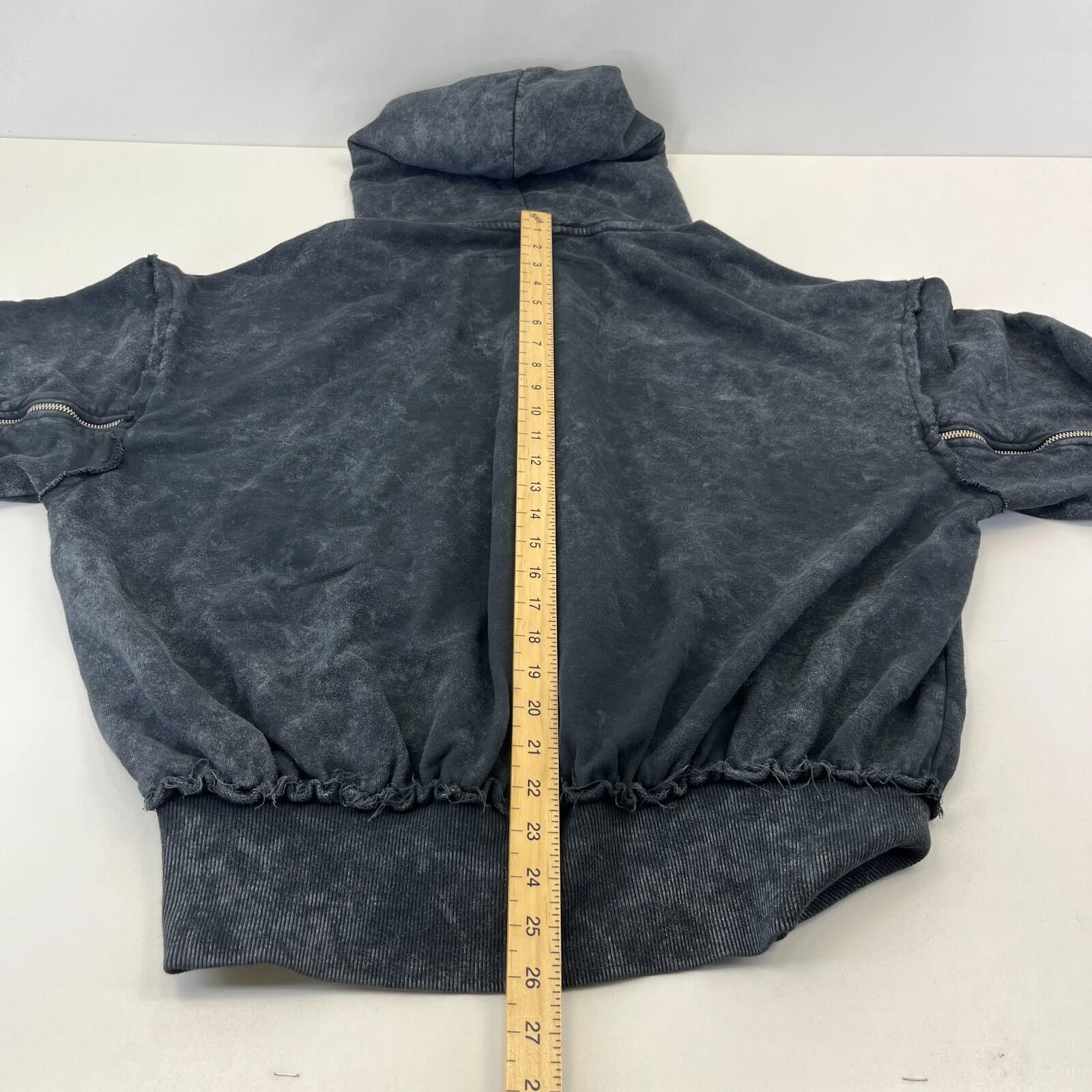 Drop Dead Distressed Look Grey w Zip Sleeves Hoodie 100% Cotton Streetwear UK L