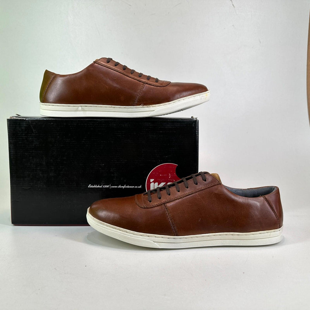 IKON Alton Tan Leather Casual Shoes with White Sole UK size 6 - NEW in Box
