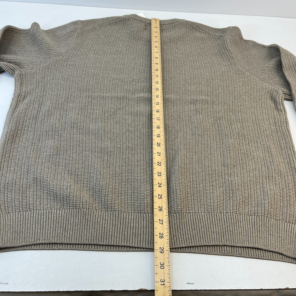 M&S Men's Cotton Blend Cable Knit Crew Neck Jumper Mushroom Beige Brown 3XL New