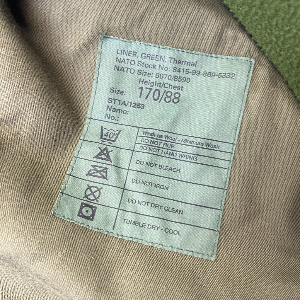 British Military Issue Green Thermal Fleece Cold Weather Liner Jacket 170/88