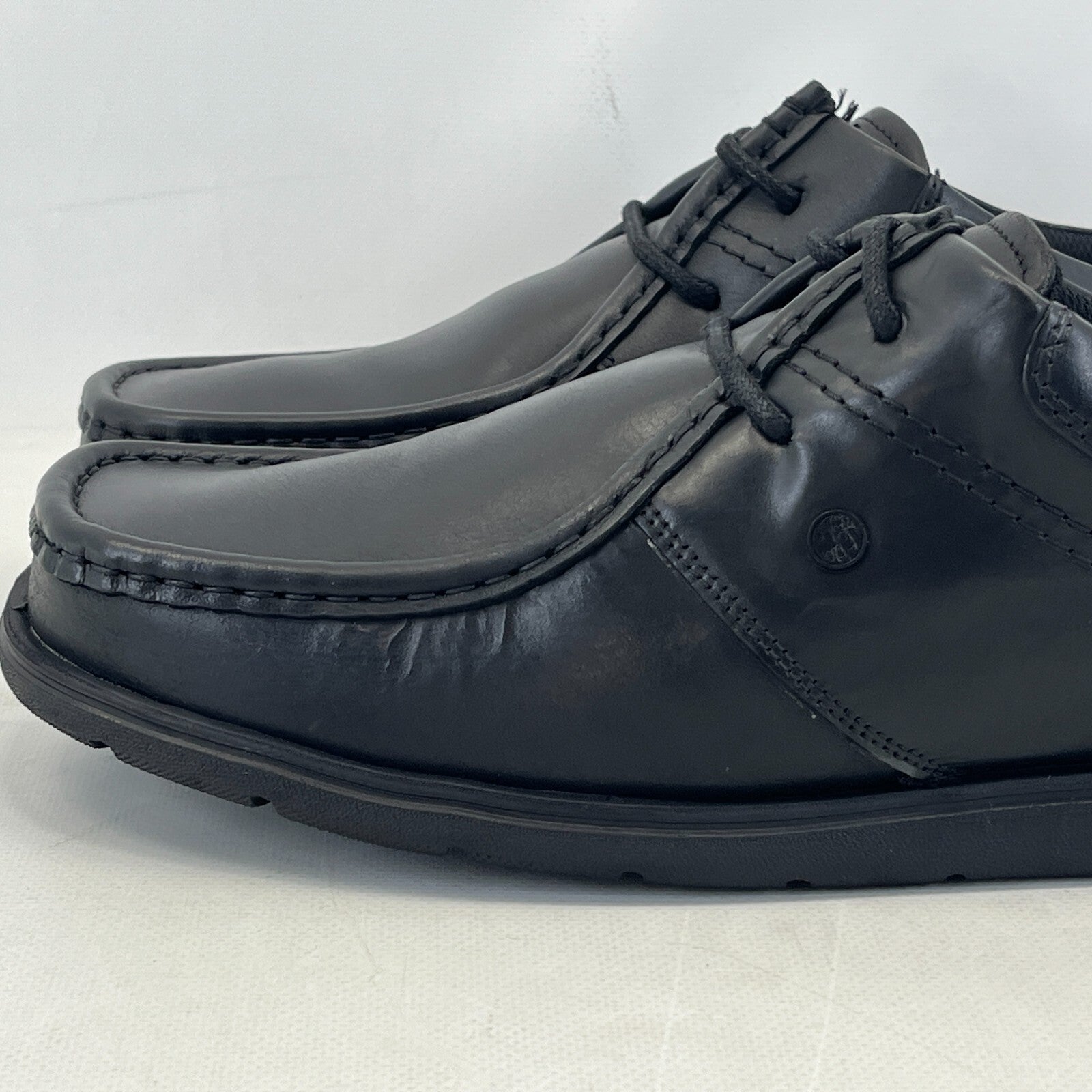 Pretty Green Waltham Lace Up Shoes Moccasin Loafers Mens Black Leather size 11.5