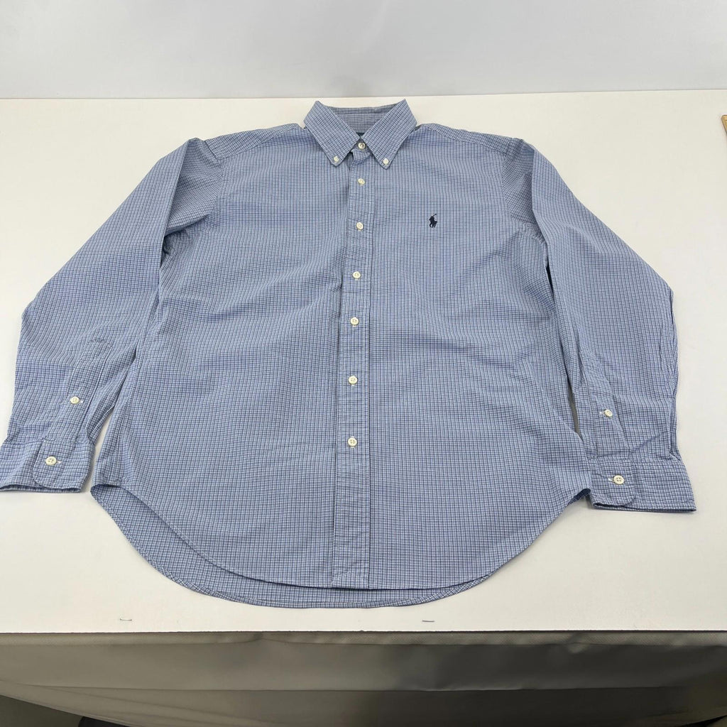 Ralph Lauren Shirt Mens size M Blue Check Cotton Button Up RL Pony
