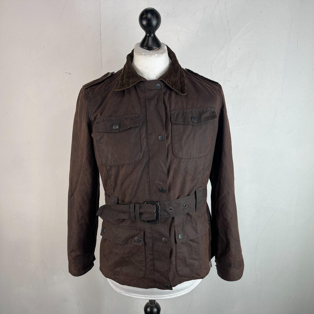 Mc Orvis Wax Jacket Womens size S Brown Waxed Coat with Belt Made in the UK