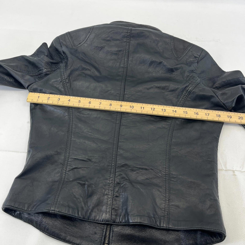 Aviatrix Women's Real Leather Biker Jacket in Black size M