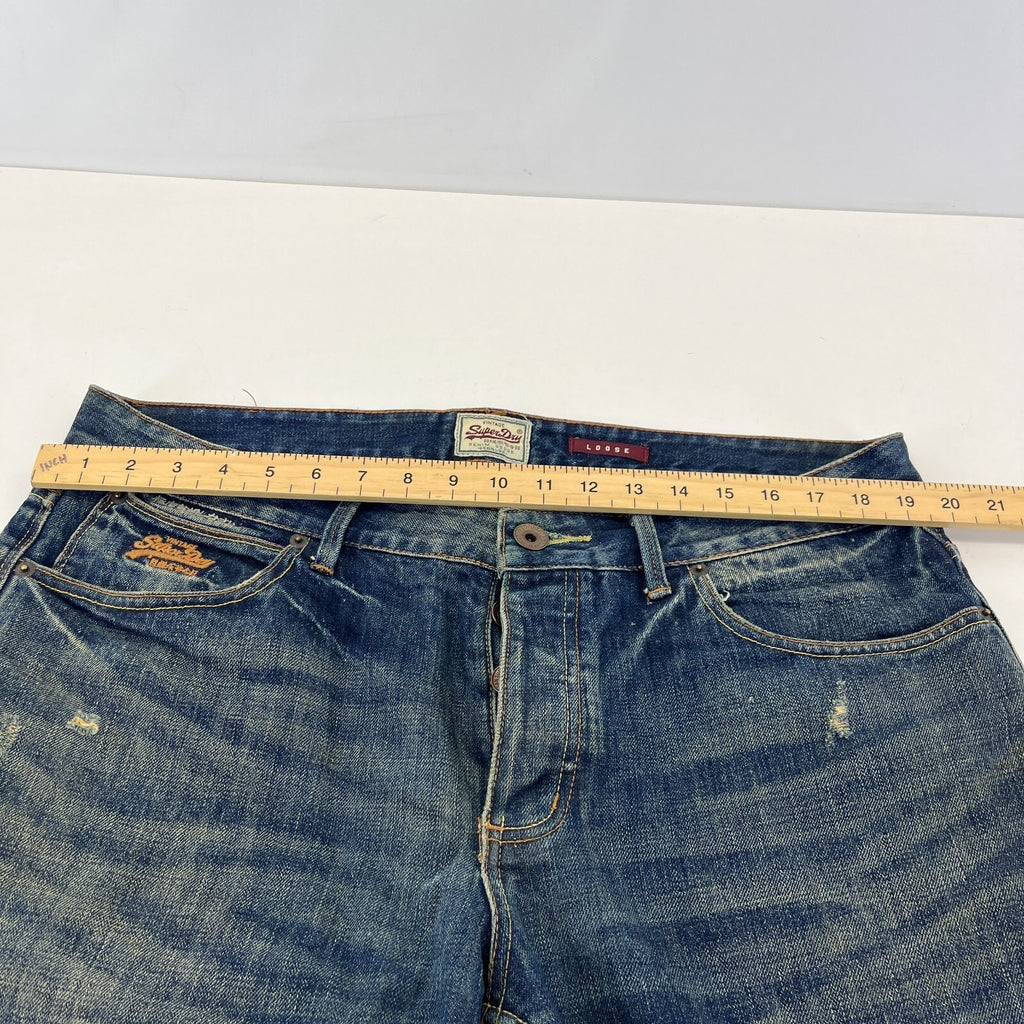 SuperDry Loose Straight Leg Blue Jeans W36" L32" Button Fly