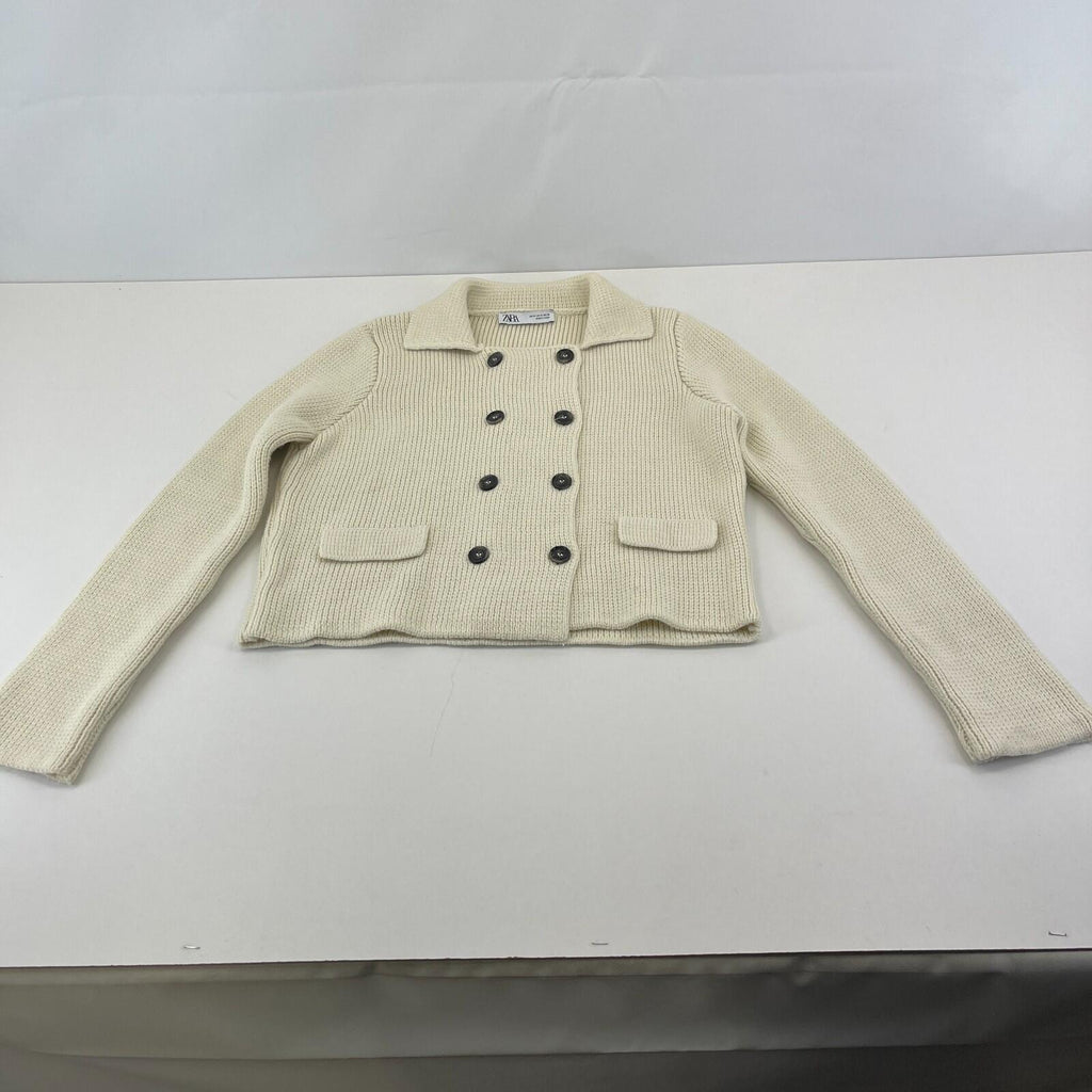 Zara Double Breasted Cardigan in Ivory White size Medium