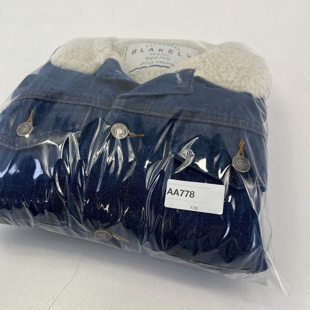 Blakely Mens Blue Denim Jacket Sherpa Fleece Lined Trucker size Medium