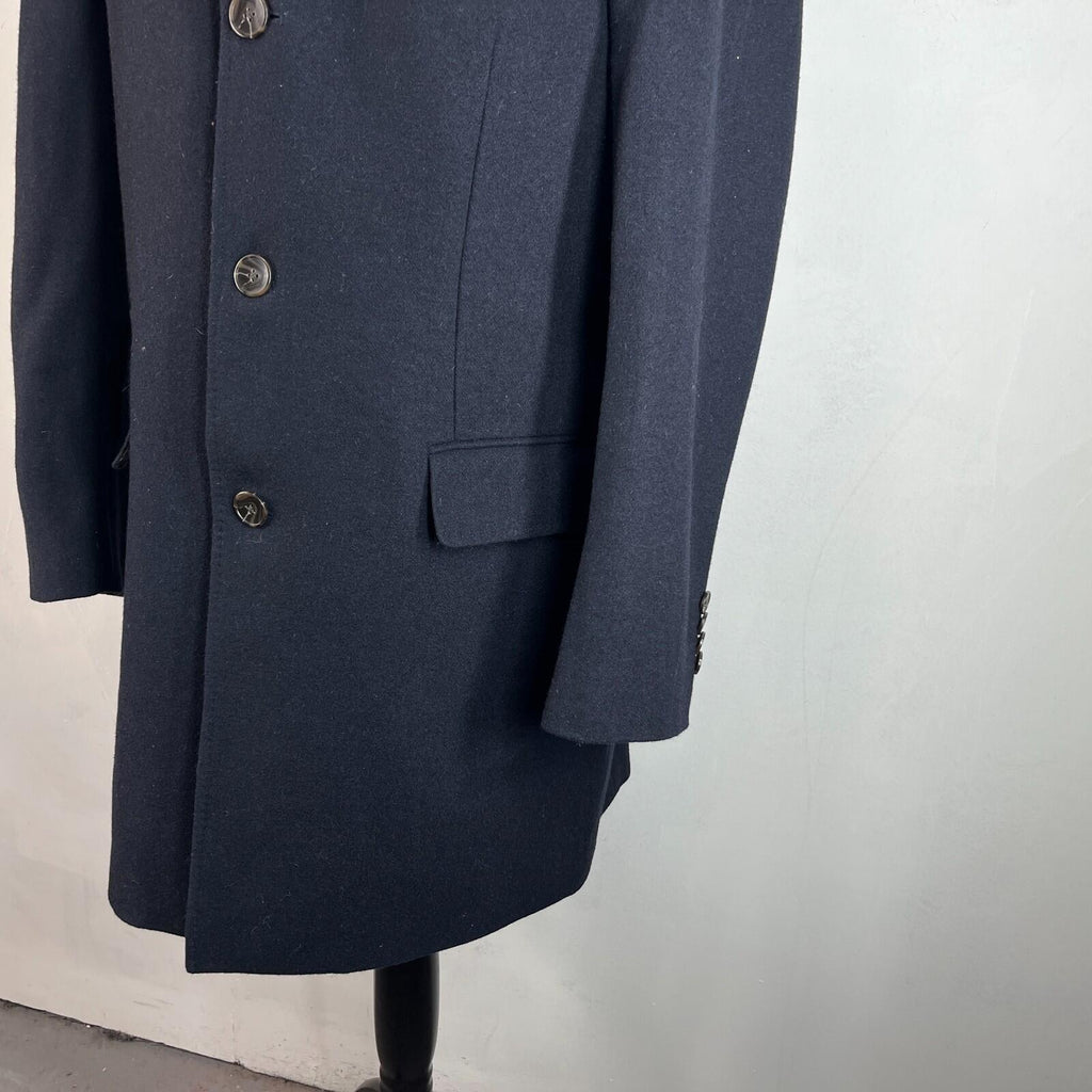 Harry Brown Men's Black Wool Blend Mid-Length Overcoat size XL Slim Fit