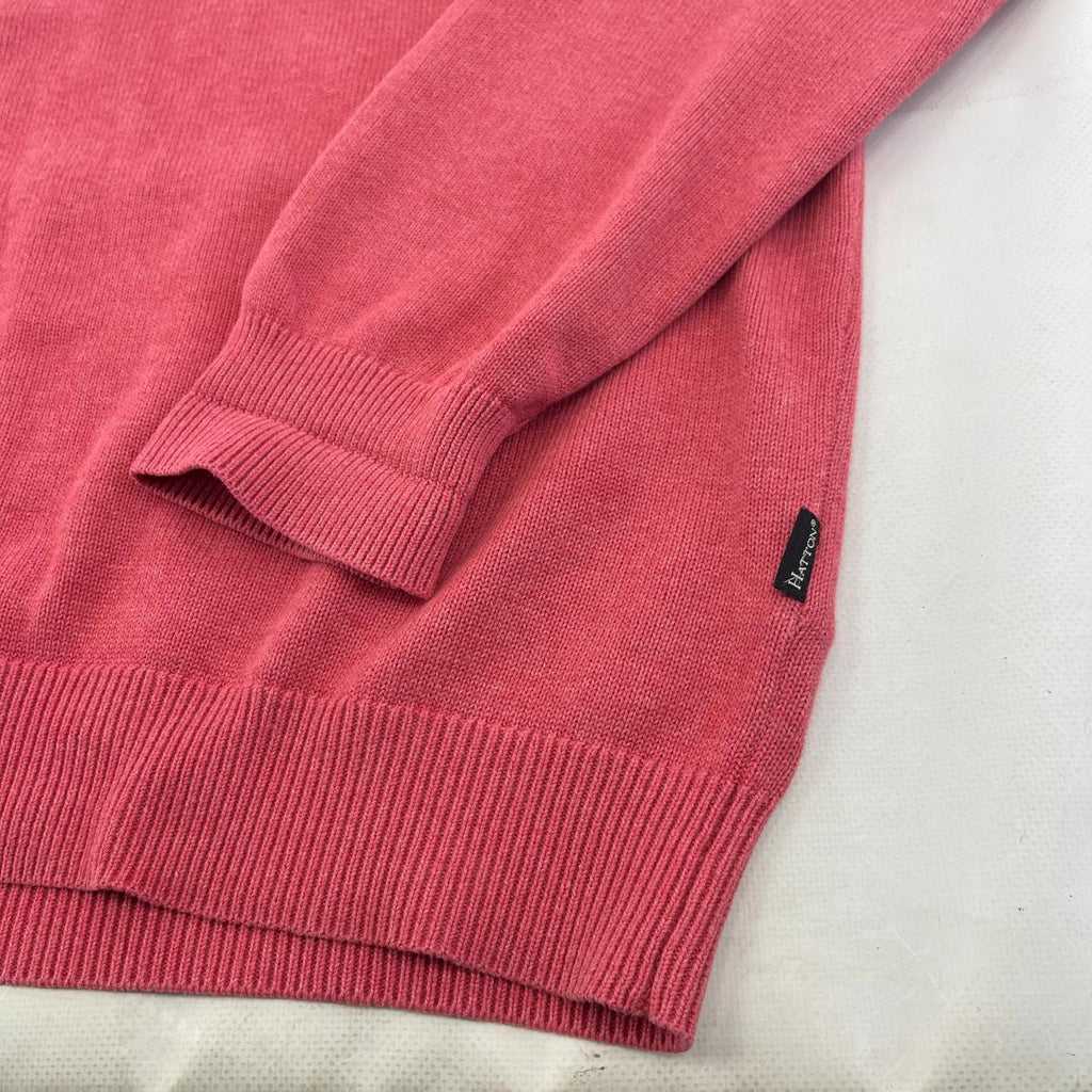 Fynch Hatton Supersoft Cotton Men's V Neck Jumper in Pastel Pink size 2XL