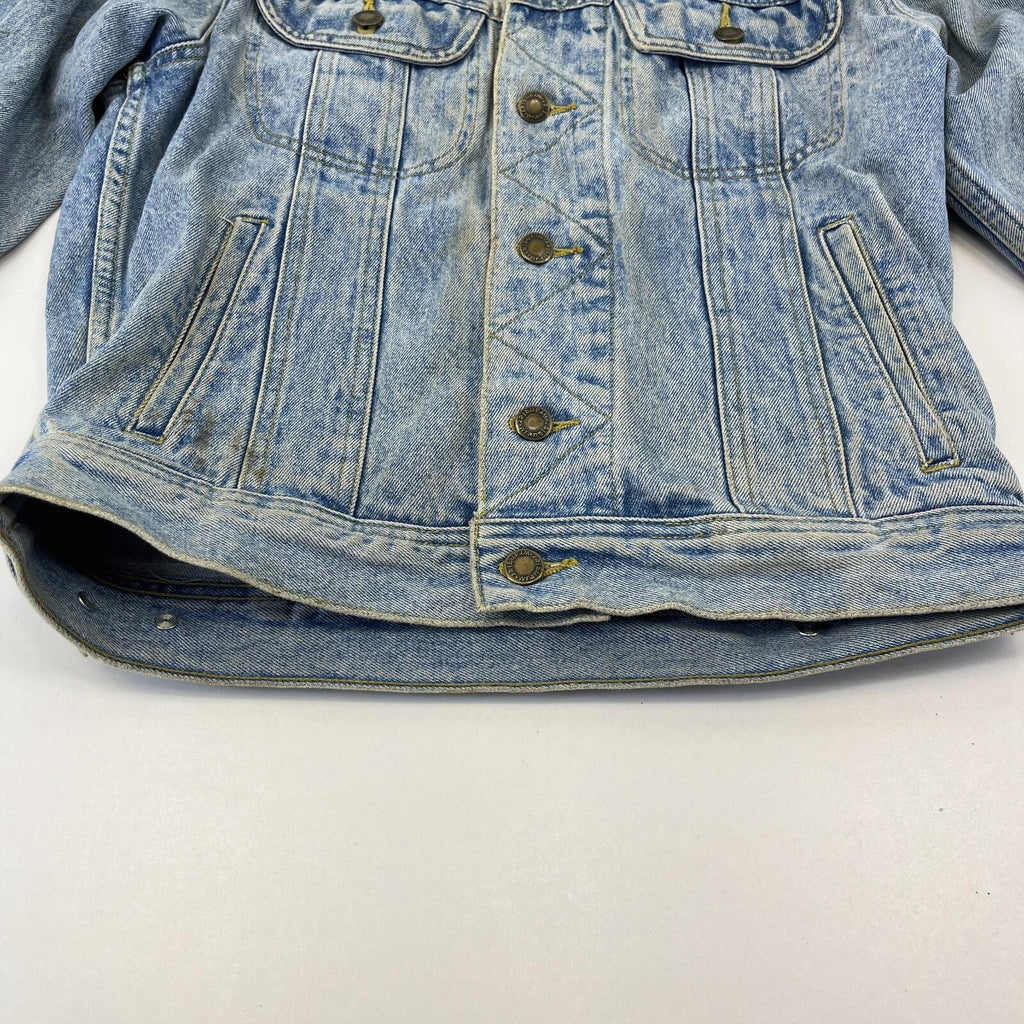 Vintage Wrangler Rugged Wear Denim Jacket with USA Flag size L (14-16) Punk