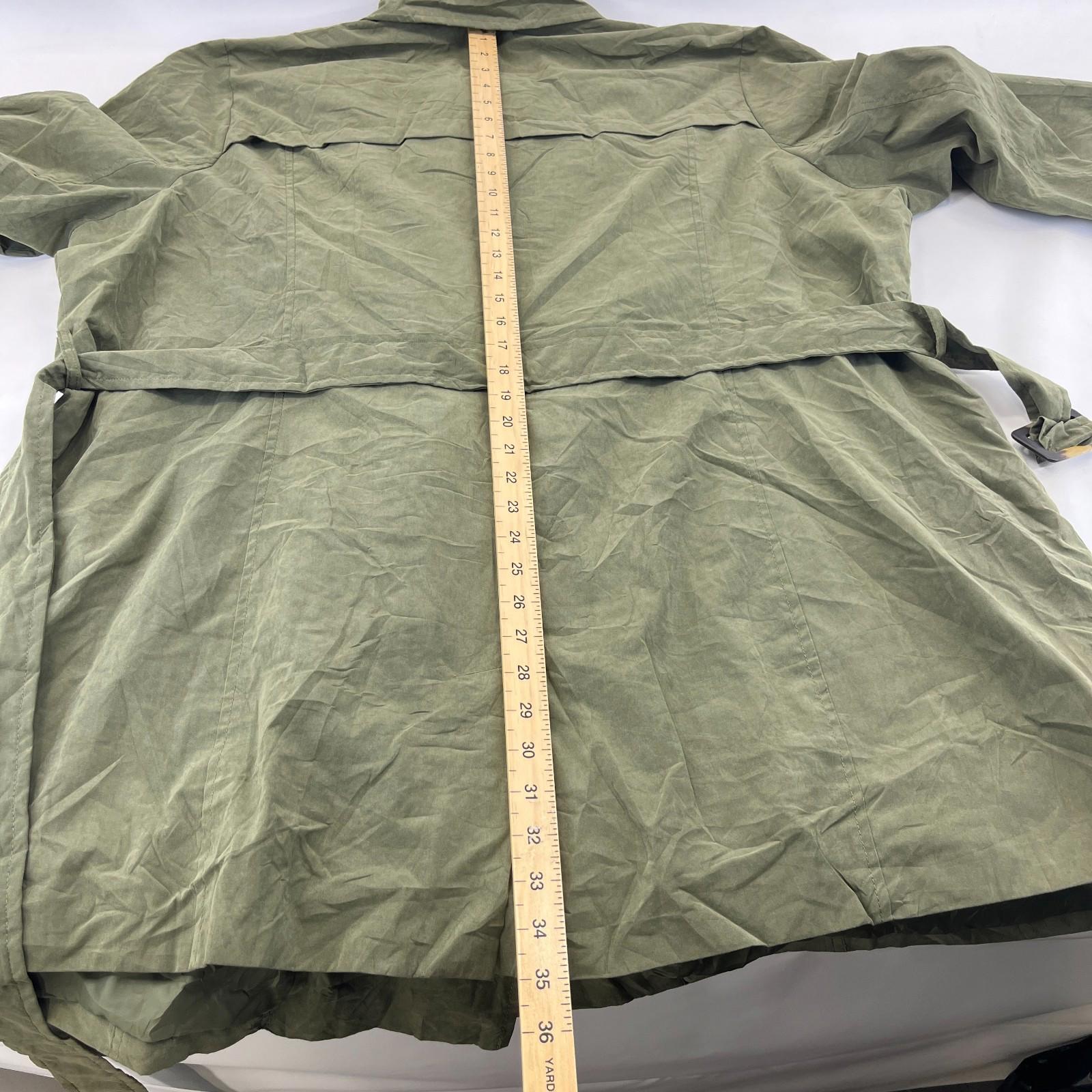 Sears Vtg Distressed Look Military Trench Coat Olive Green Belted - Women's 3XL