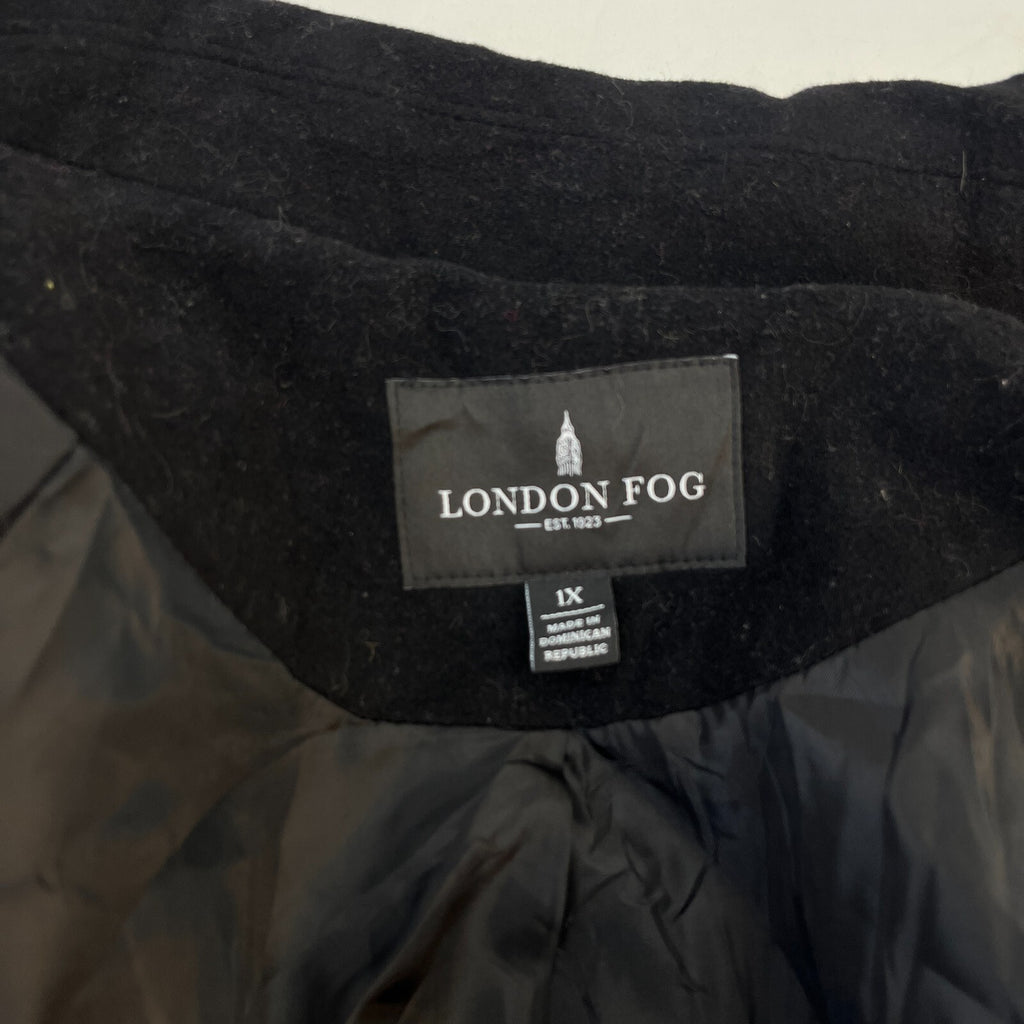 London Fog Men's Wool Blend Overcoat in Black Regular Mid Length size XL