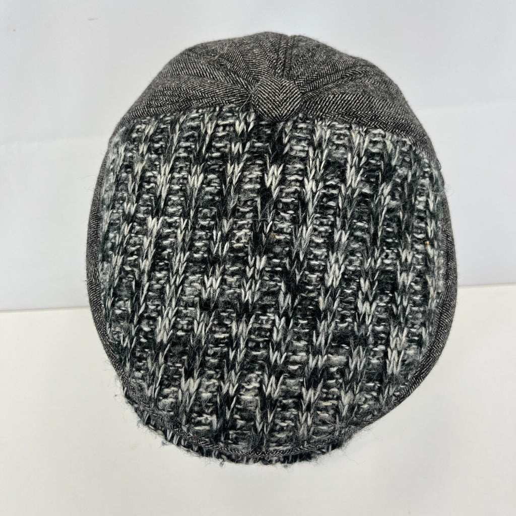 Hawkins Country Flat Cap size XL 60cm Grey Wool Tweed Herringbone