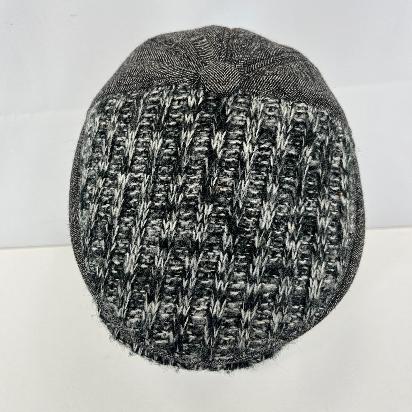 Hawkins Country Flat Cap size XL 60cm Grey Wool Tweed Herringbone