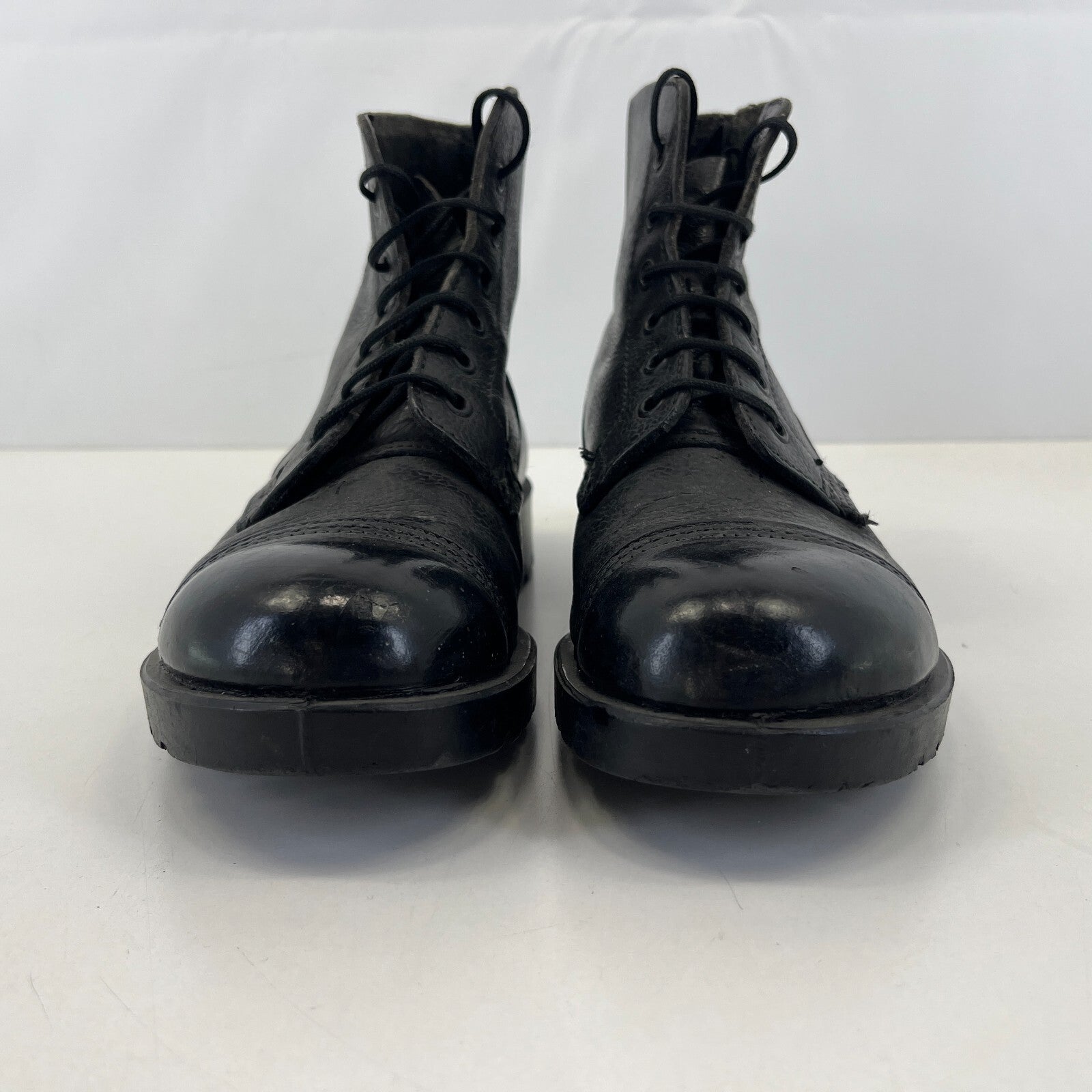 Vintage British Military Black Parade Boots with Capped Toe size 6 M
