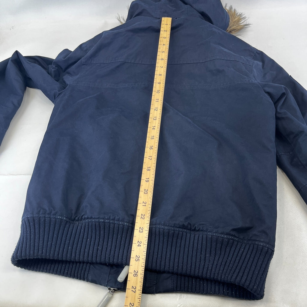 SuperDry Mens Windbomber Bomber Jacket size Large Hooded in Navy Blue Microfibre