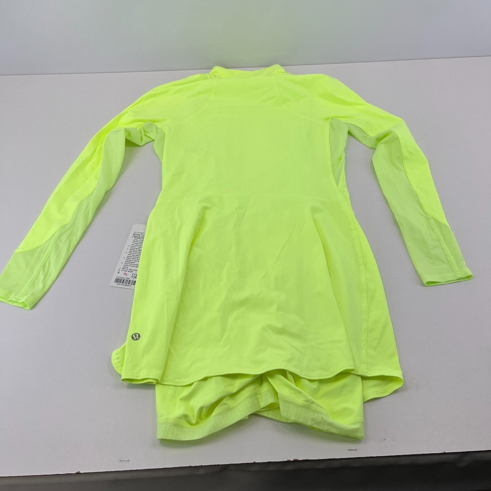 Lululemon Nulux Long Sleeve Tennis Dress Style LW1DQLS Fluoro Yellow UK size 10