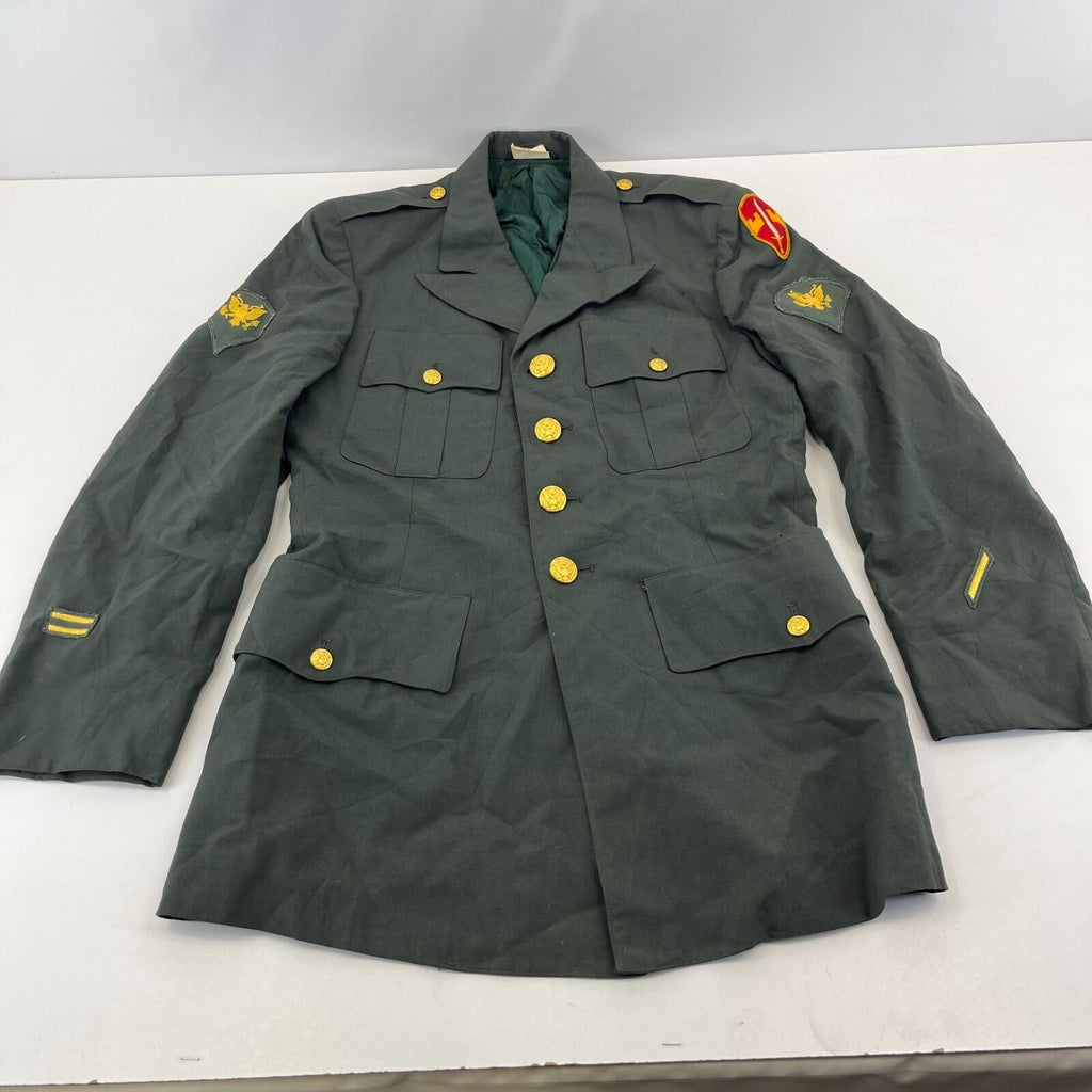US Army Military Issued AG44 Uniform Jacket Blazer Green with Badges size 36R