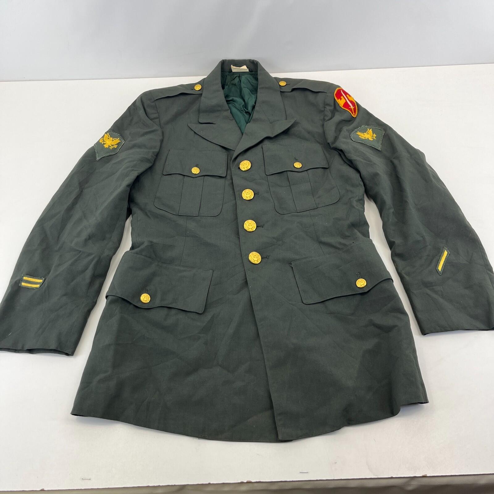 US Army Military Issued AG44 Uniform Jacket Blazer Green with Badges size 36R