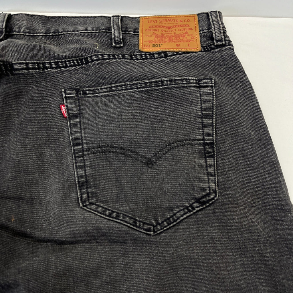 Levis 501 Premium Big E Mens Grey Jeans W46" L32" Straight Leg Button Fly