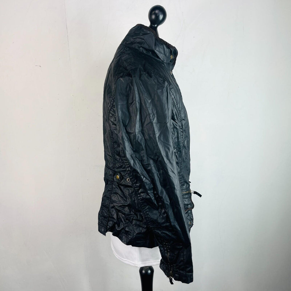 H&M Women's Wax Jacket in Black with Cord Collar size 14