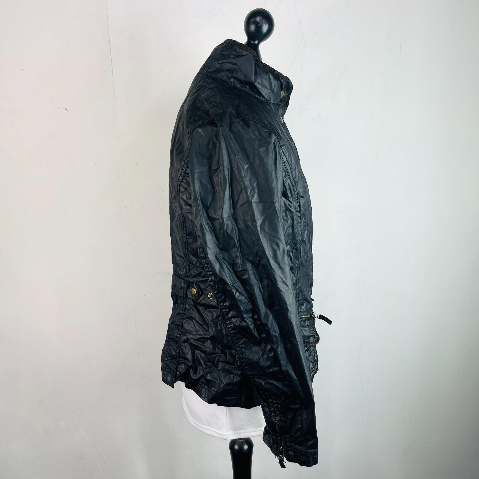 H&M Women's Wax Jacket in Black with Cord Collar size 14