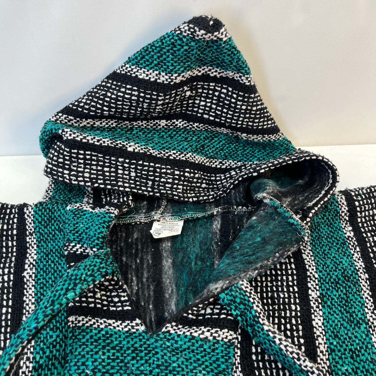 Vel Mex Genuine Mexican Baja Hoodie Pullover Hippie Boho Festival Green size 2XL