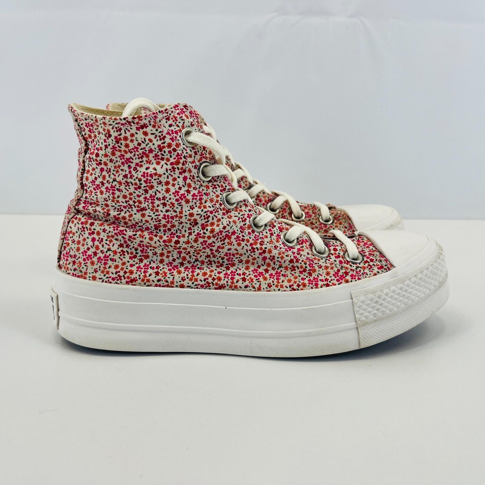 Converse All Star Chuck Taylor Hi-Top Red/White Floral Womens Trainers UK 5