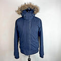 SuperDry Mens Windbomber Bomber Jacket size Large Hooded in Navy Blue Microfibre