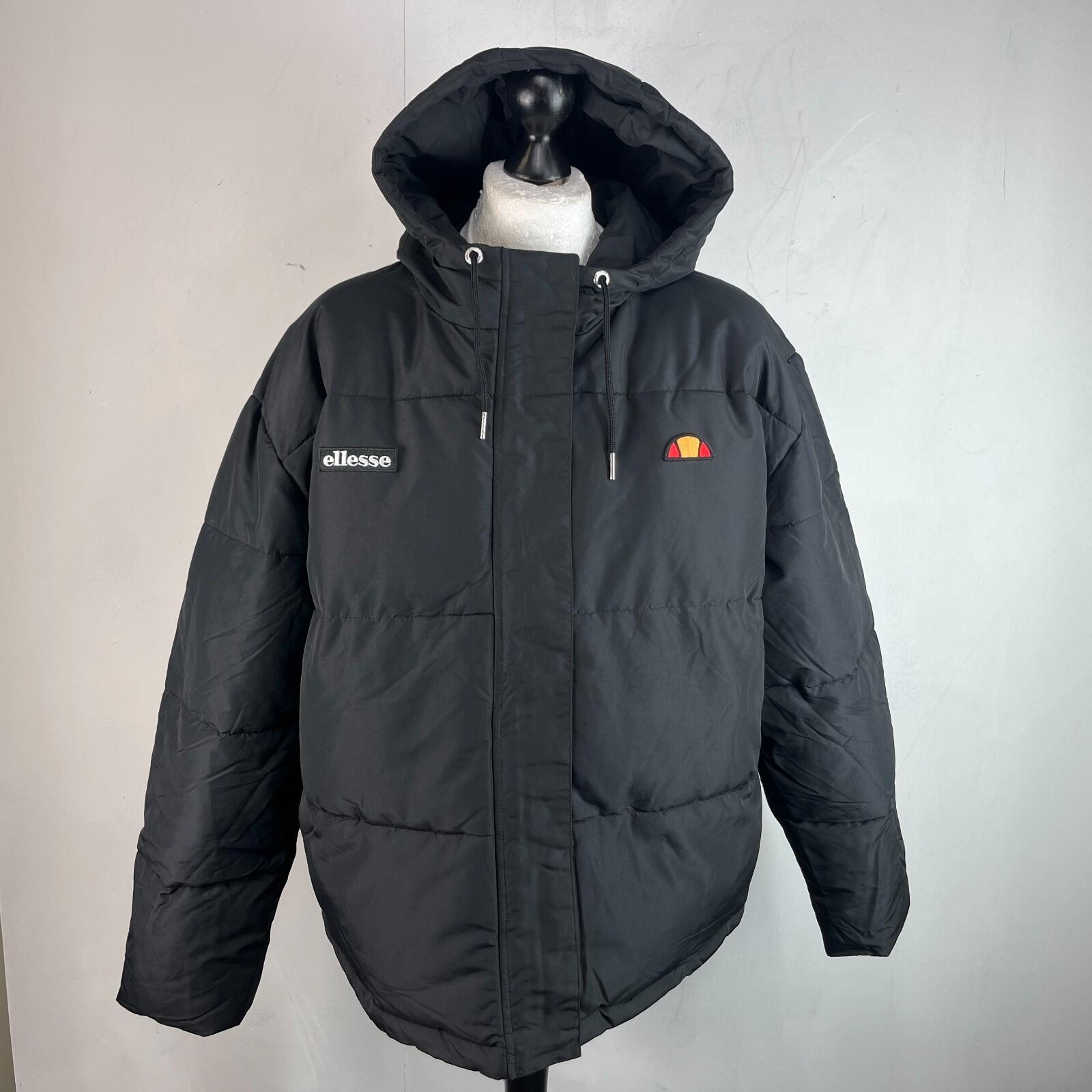 Ellesse Womens Hooded Quilted Padded Puffer Jacket in Black UK 16 - Near Mint