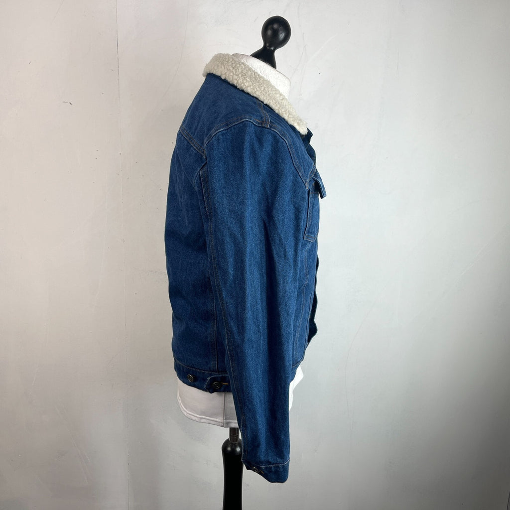 Blakely Mens Blue Denim Jacket Sherpa Fleece Lined Trucker size Medium