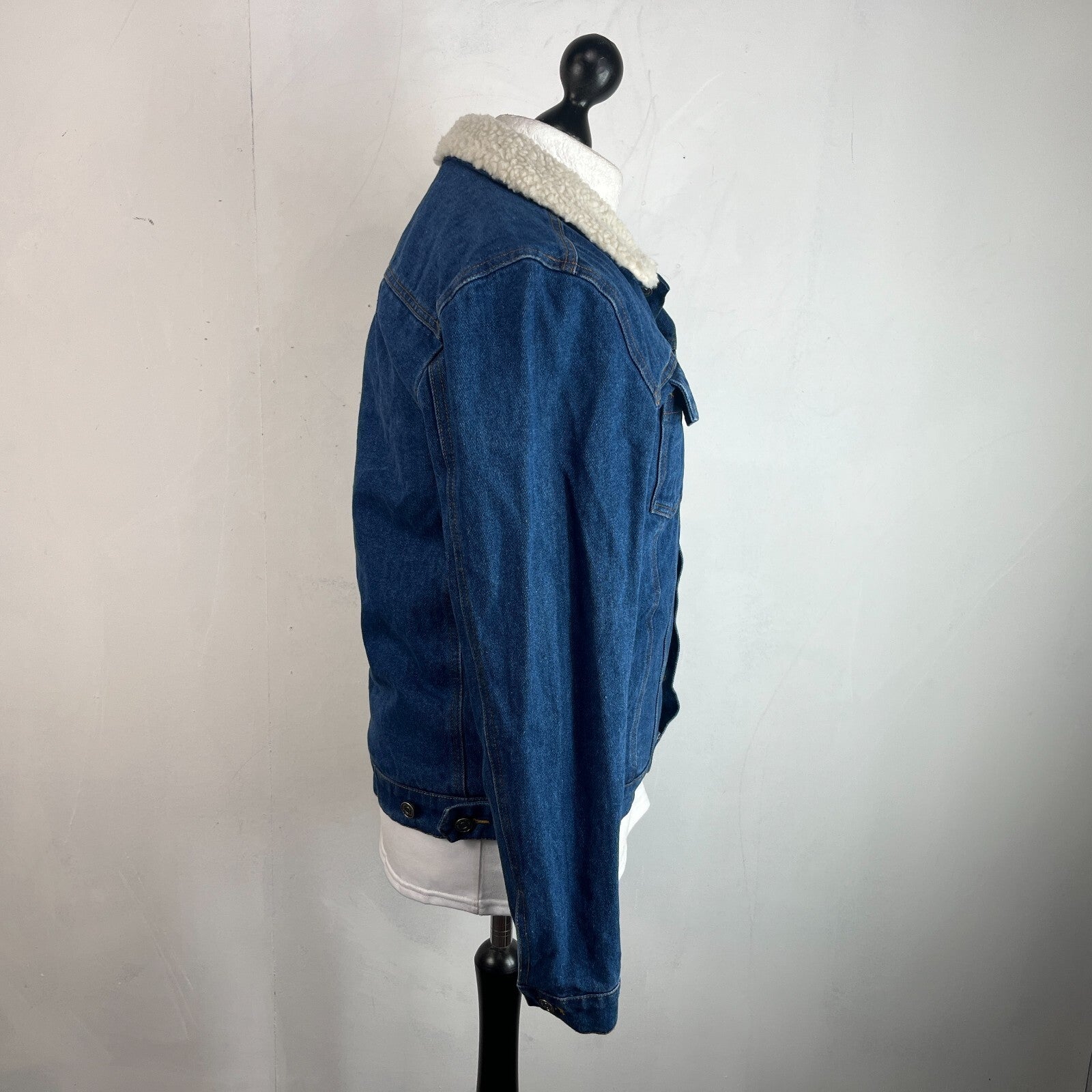 Blakely Mens Blue Denim Jacket Sherpa Fleece Lined Trucker size Medium