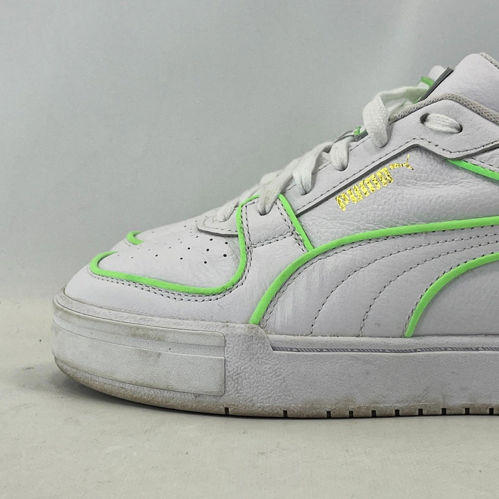 Puma Women's White Trainers with Fluoro Green Piping UK size 7 EUR size 40.5