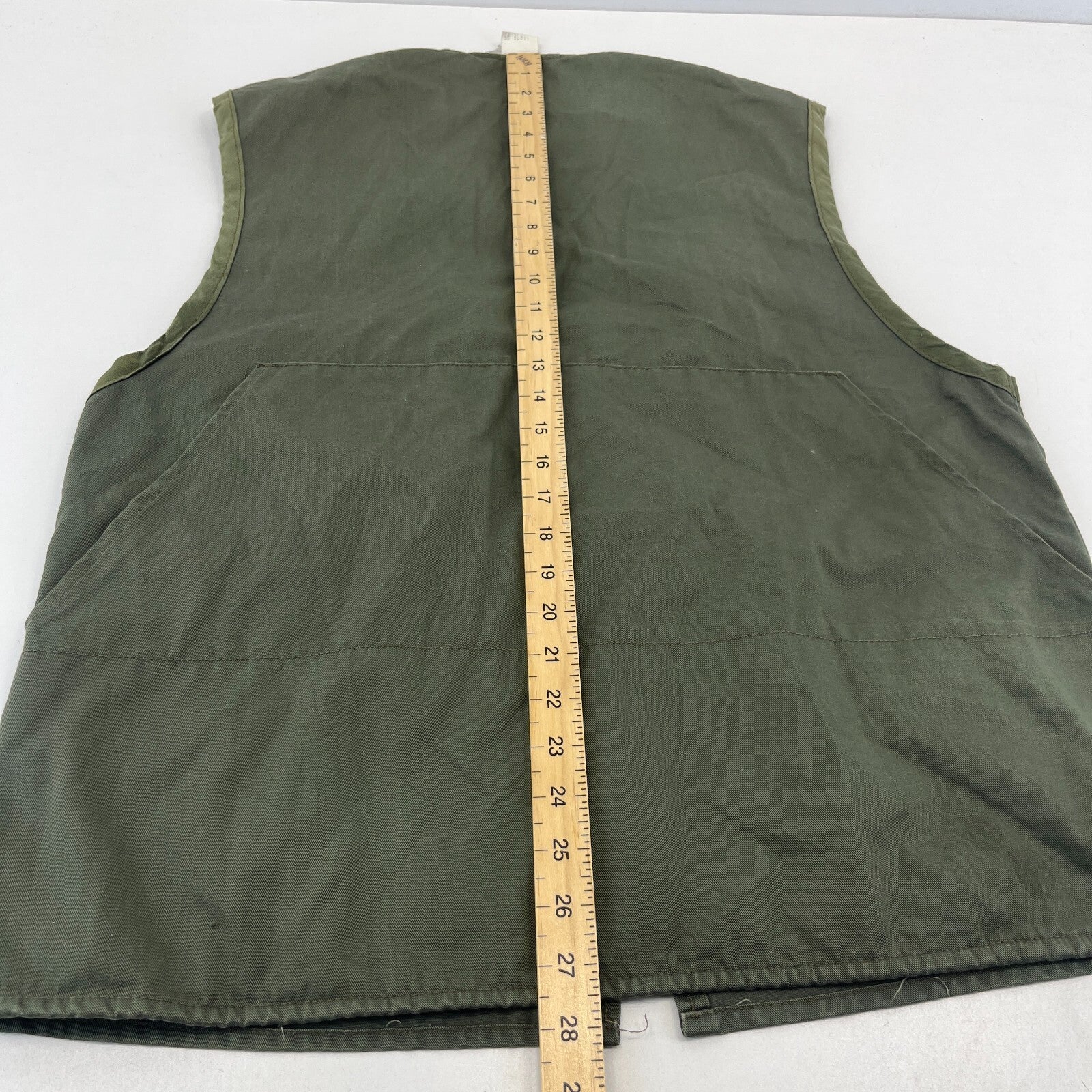 Vintage J Beraha Olive Green Shooting Vest Waistcoat size Large Made in France