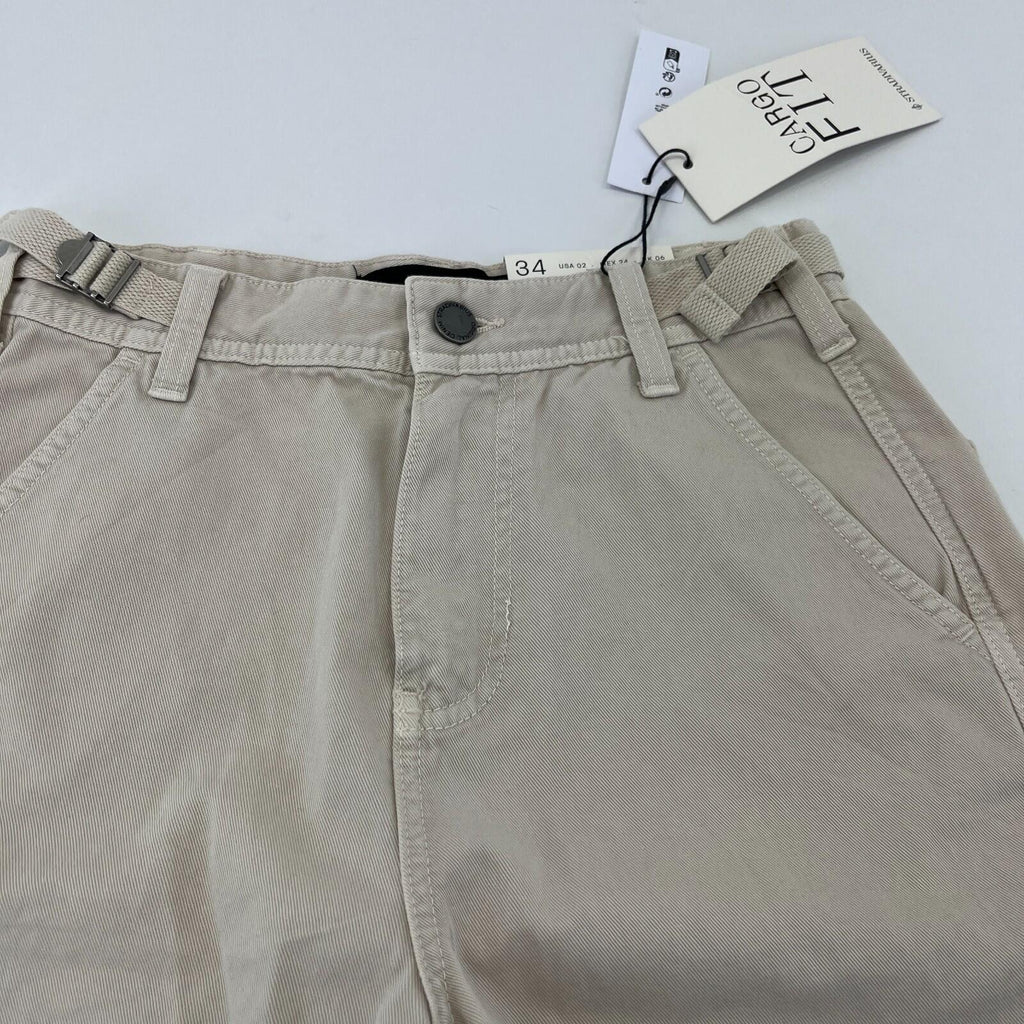 Stradivarius Cargo Chino Trousers in Light Beige UK size 6 Leg 31"