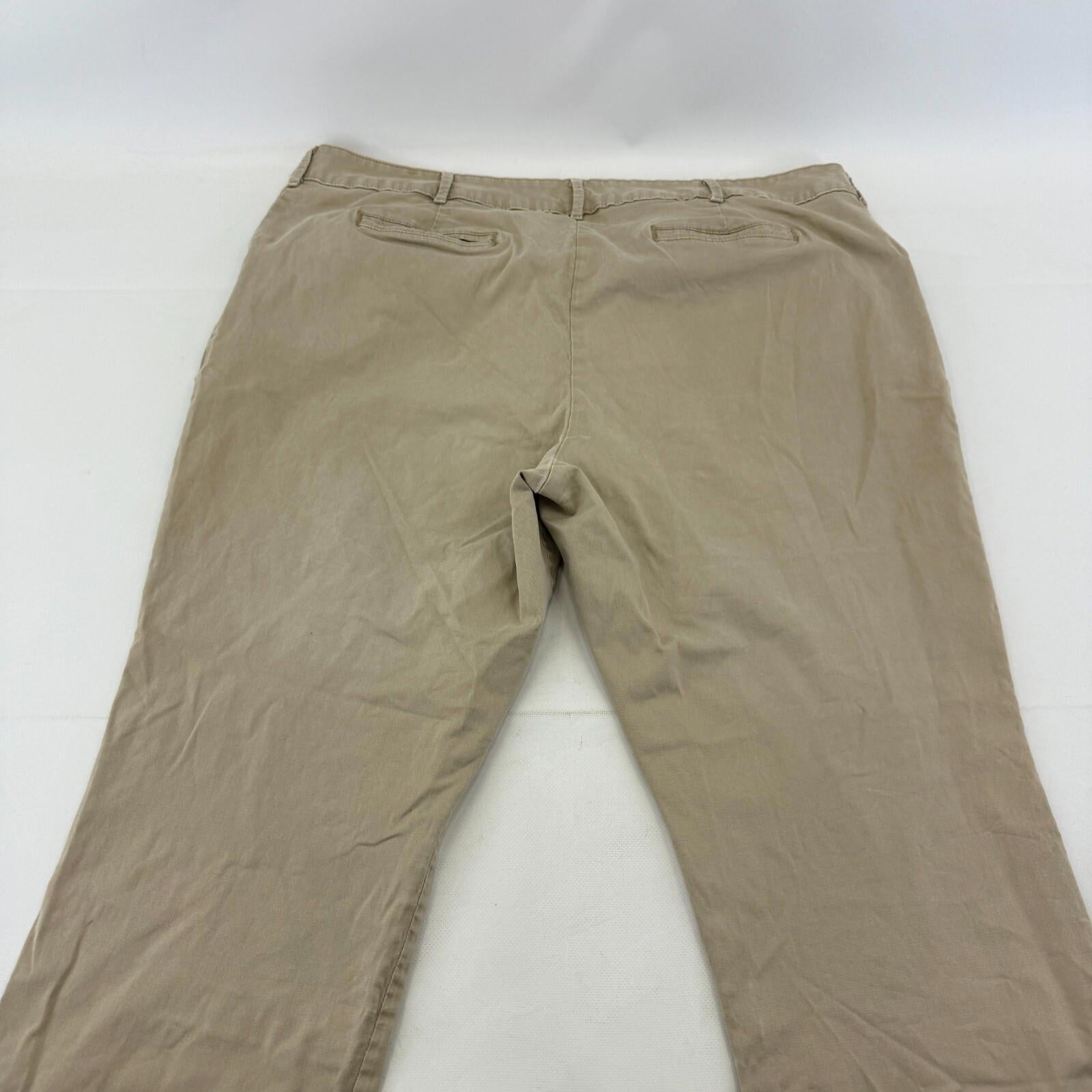 LEE Chino Trousers Cotton Blend Beige Relaxed Straight Leg Mid Rise size 22