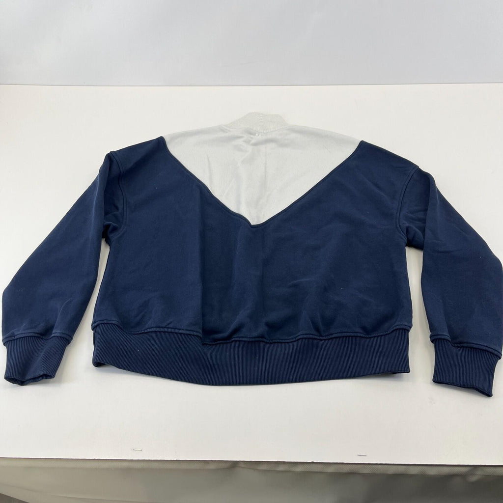Sweaty Betty Revive Cropped Half Zip Sweatshirt Navy Blue & White size S/M