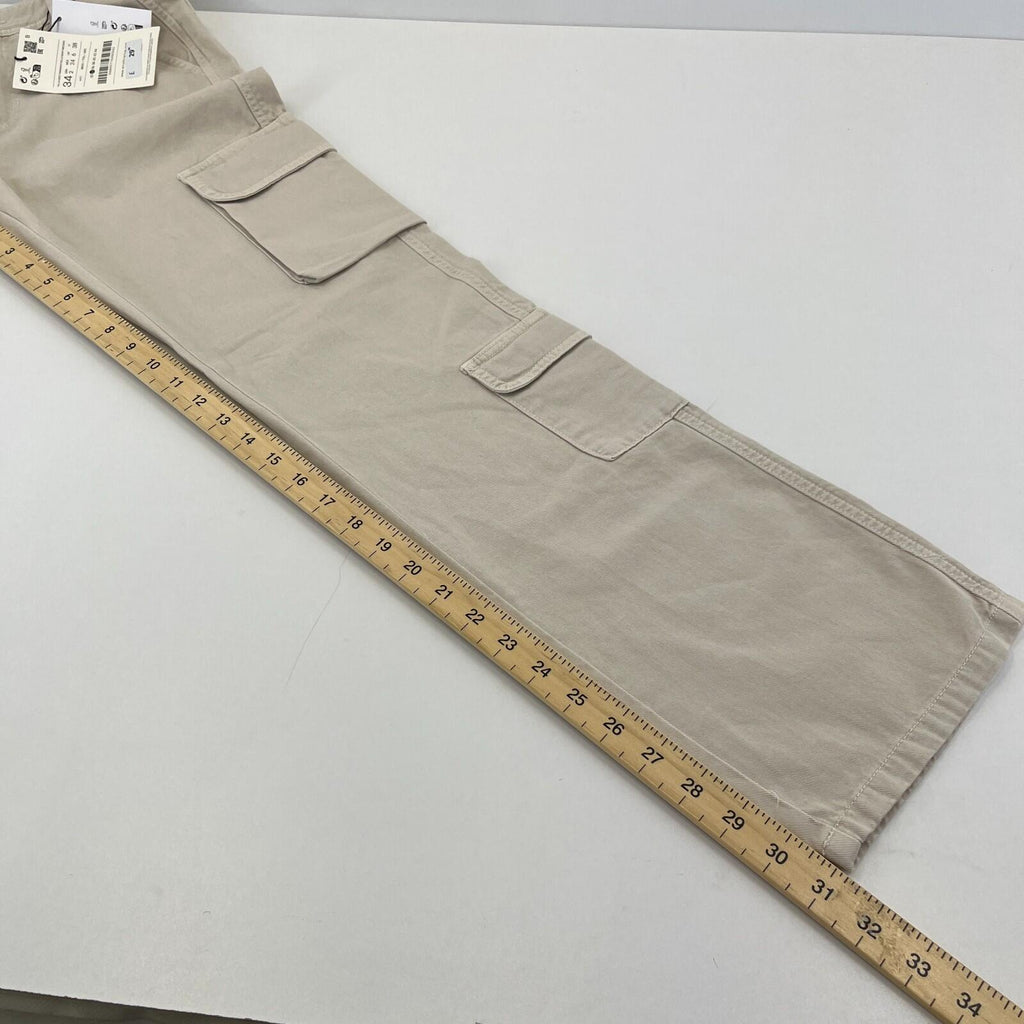 Stradivarius Cargo Chino Trousers in Light Beige UK size 6 Leg 31"