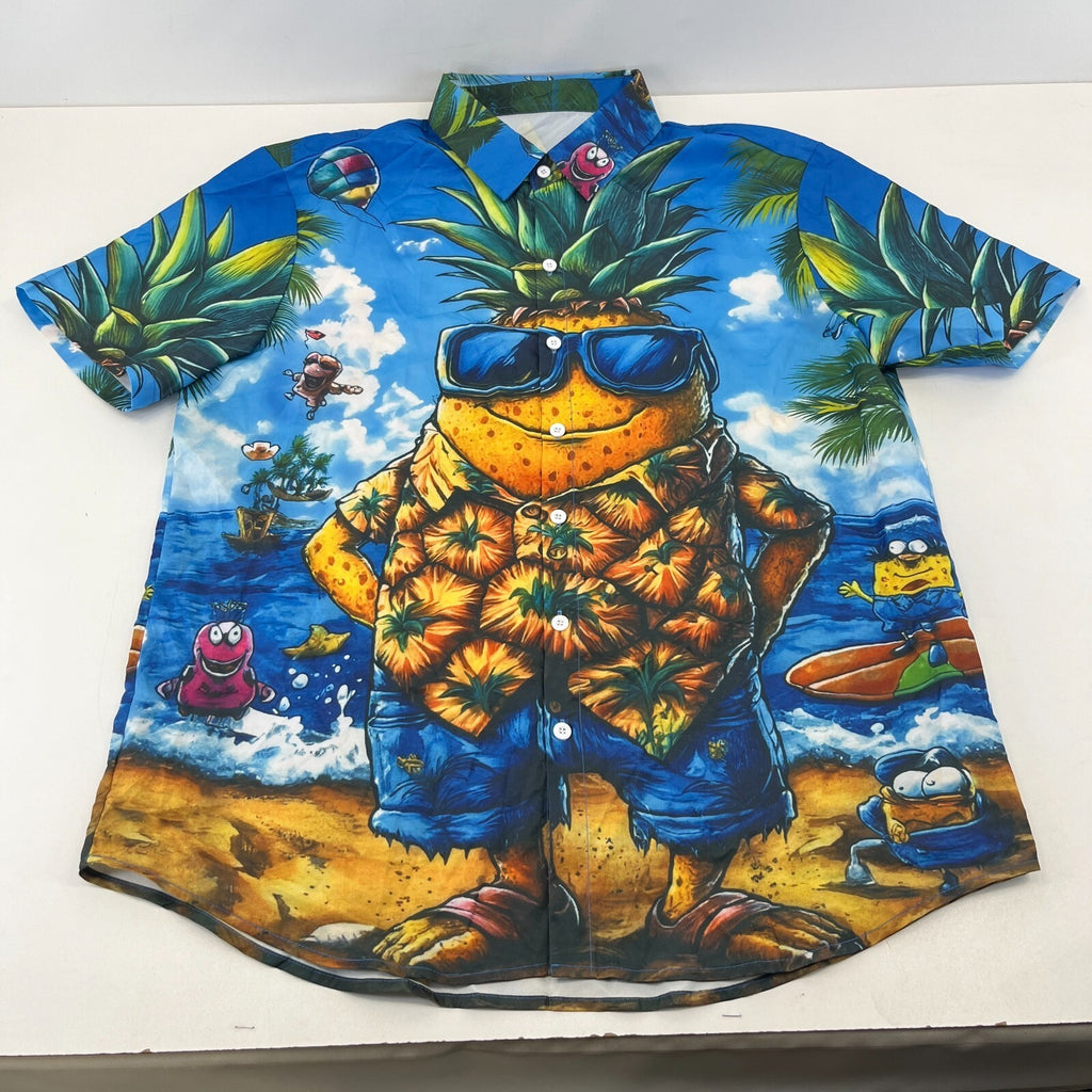 Manfinity Loud Hawaiian Short Sleeve Shirt Mr Pineapple Holiday Print size 2XL