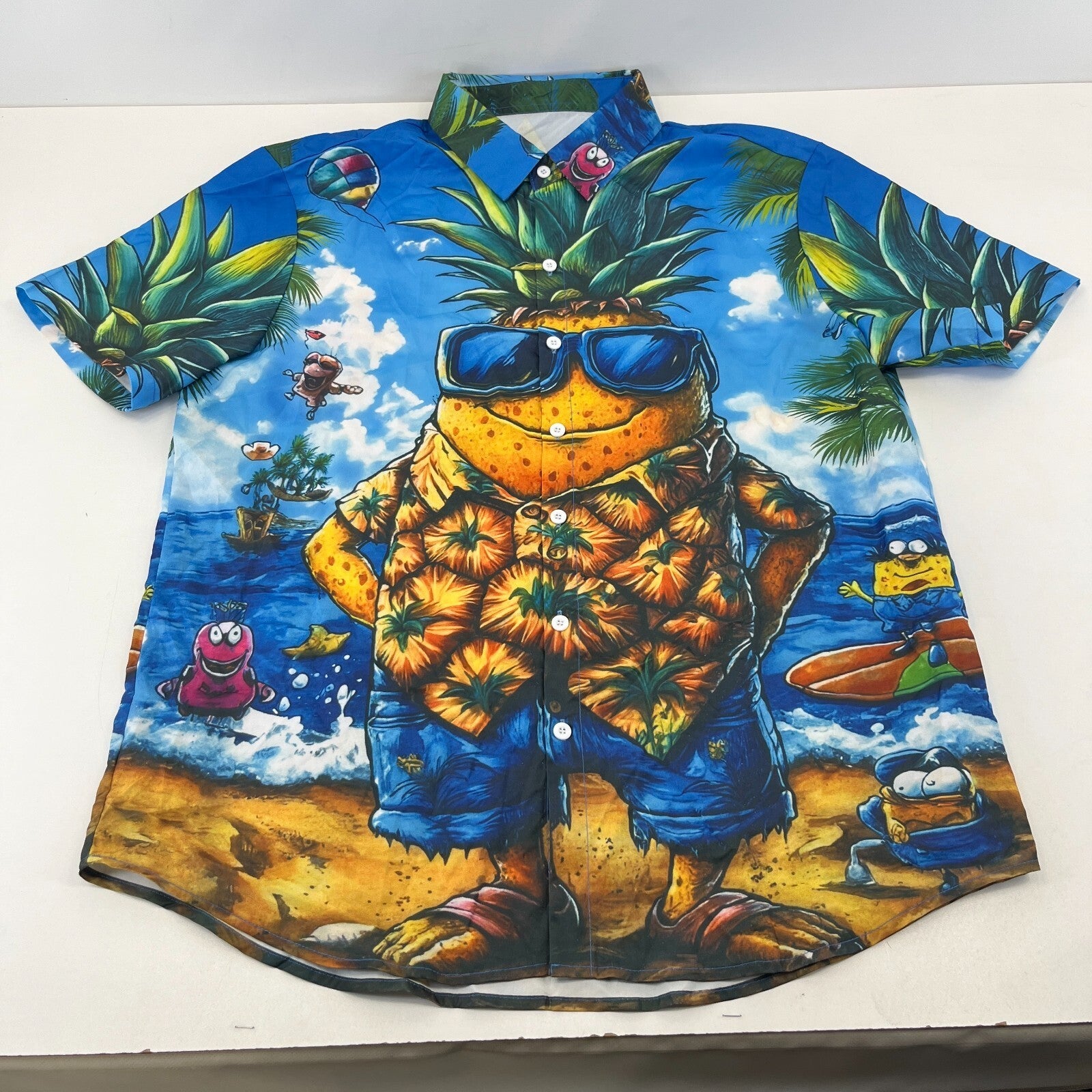 Manfinity Loud Hawaiian Short Sleeve Shirt Mr Pineapple Holiday Print size 2XL