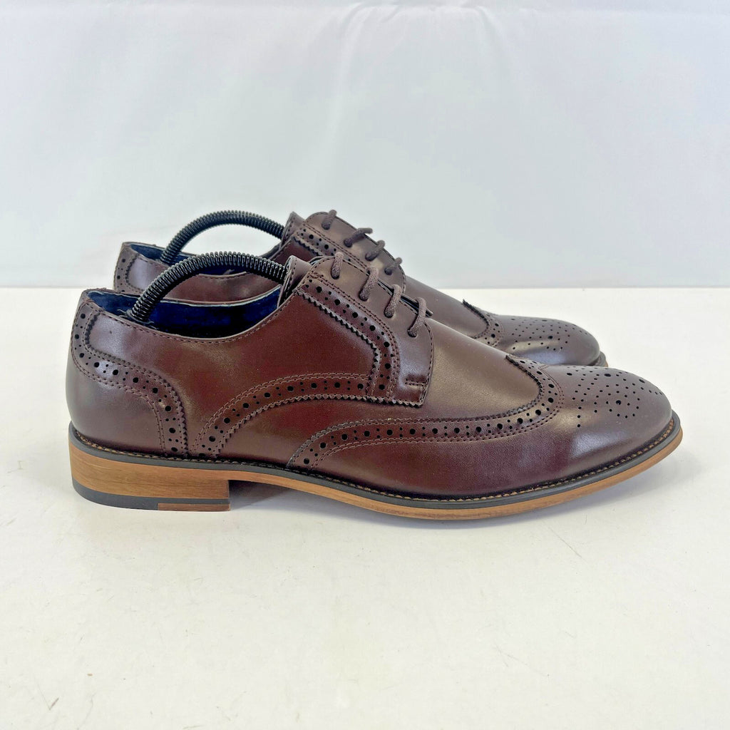 Bruno Marc New York Men's Dark Brown Leather Lined Dress Shoes UK 8.5 EU 42.5