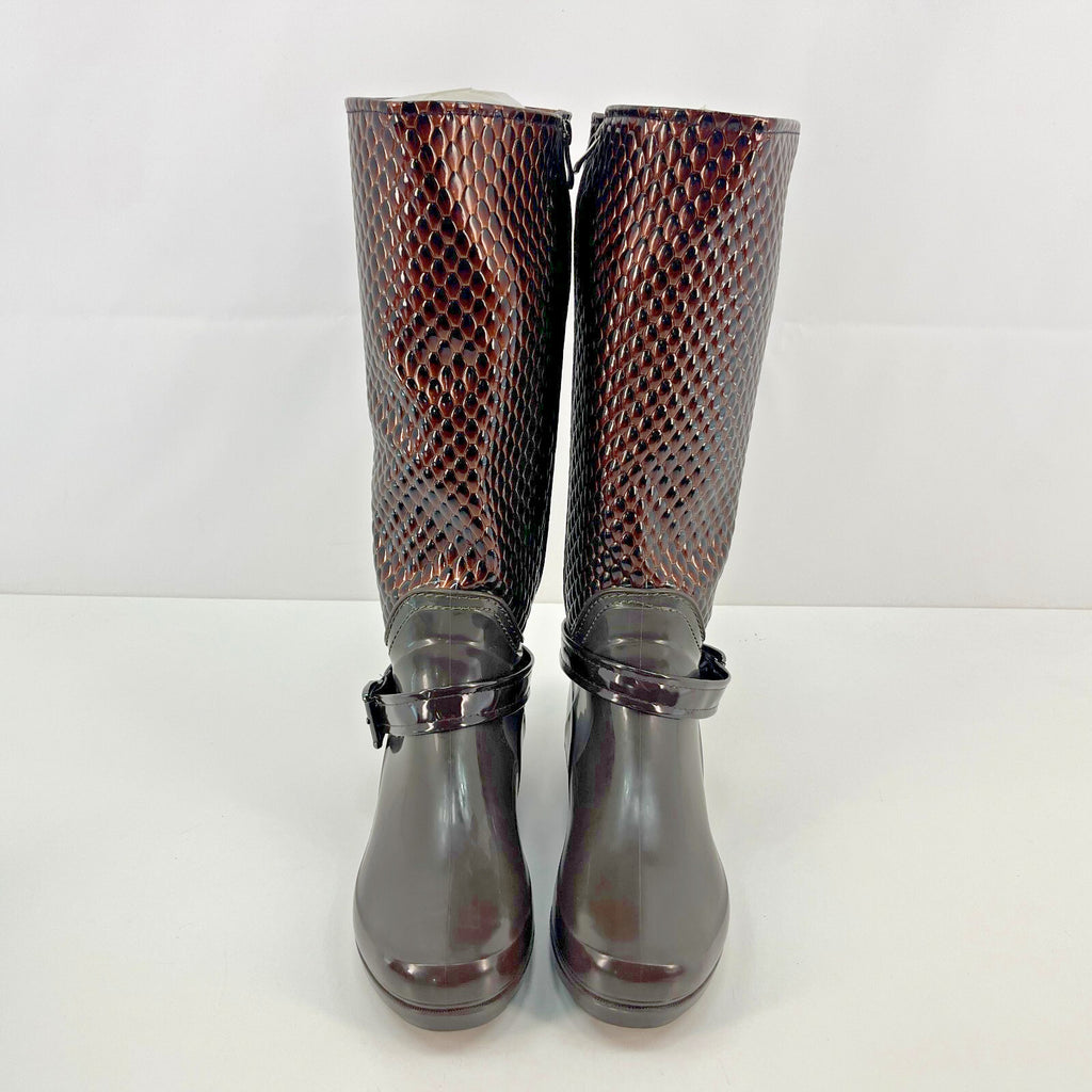 Women's Festival Boots Wellies Textured Brown Snake Pattern size UK 5.5 - EU 38