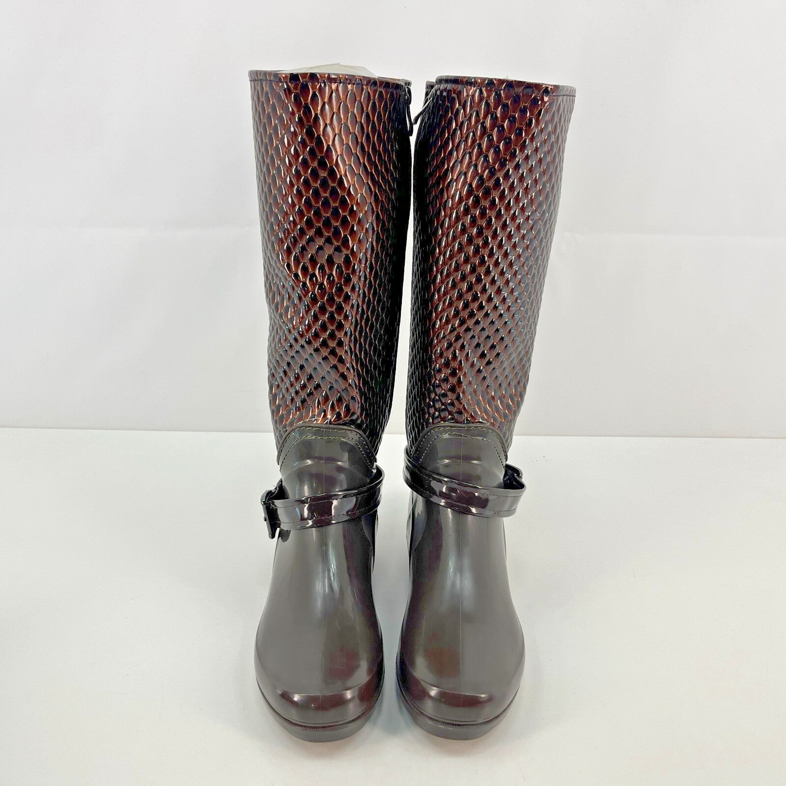 Women's Festival Boots Wellies Textured Brown Snake Pattern size UK 5.5 - EU 38