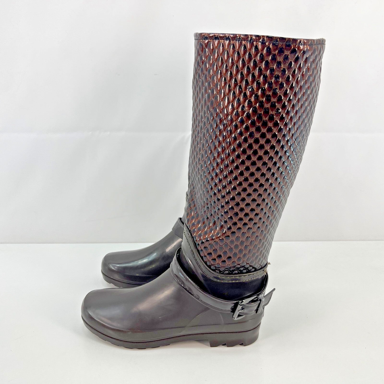 Women's Festival Boots Wellies Textured Brown Snake Pattern size UK 5.5 - EU 38
