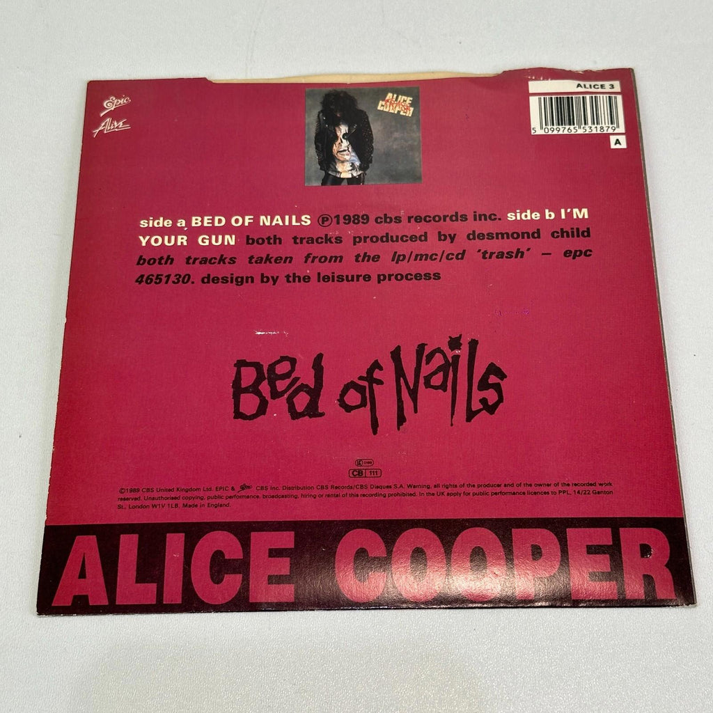 Alice Cooper Bed of Nails - I'm Your Gun 7" Vinyl Single UK Epic 1989 Ex-Ex