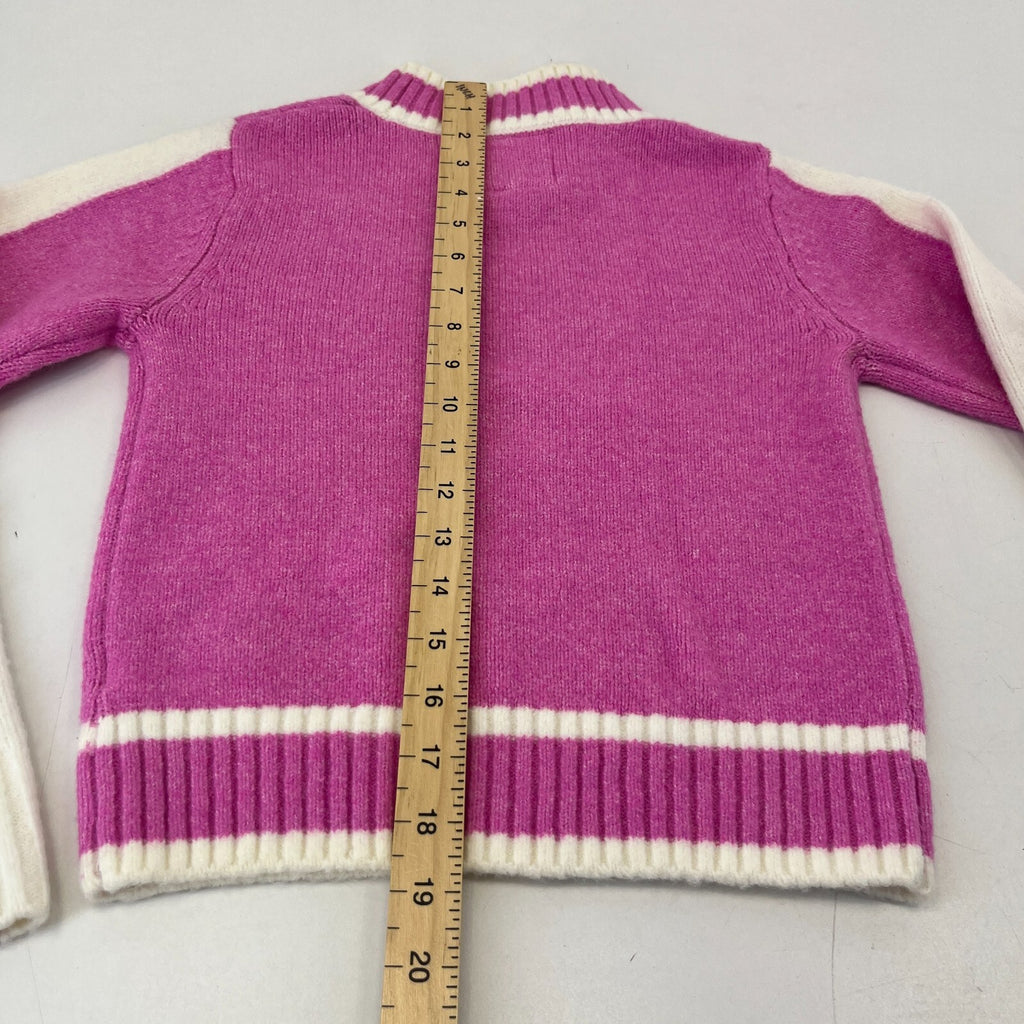 Zara Girl's Knit Jumper Crew Neck Pullover Sweater Pink & White size 11-12yrs