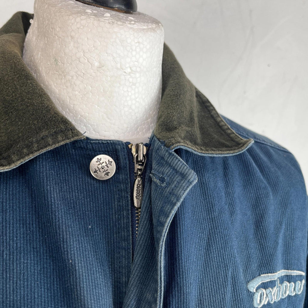 Oxbow Corduroy Trucker Chore Jacket US size L Blue Long Sleeve 100% Cotton