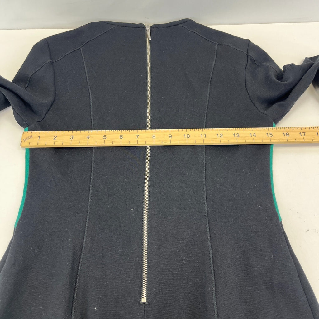 Barbour International Mica Black & Green Long Sleeve Midi Dress UK 12 Stretchy