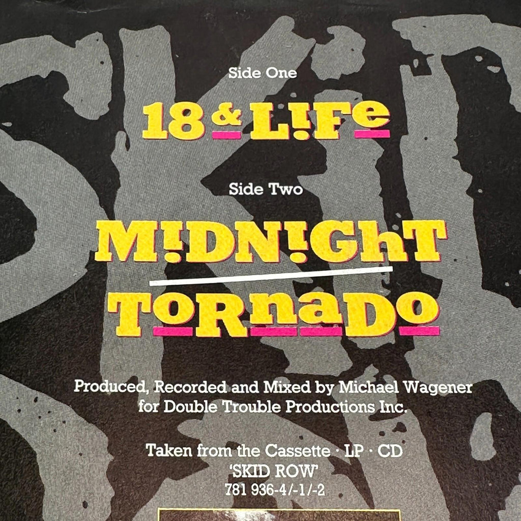 Skid Row - 18 & Life / Midnight Tornado 7" Vinyl Single Record Ex/Ex